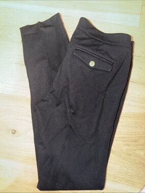Juicy Couture Black Skinny Ponte Pull-On Pants/ Leggings Gold Button Pockets 💛